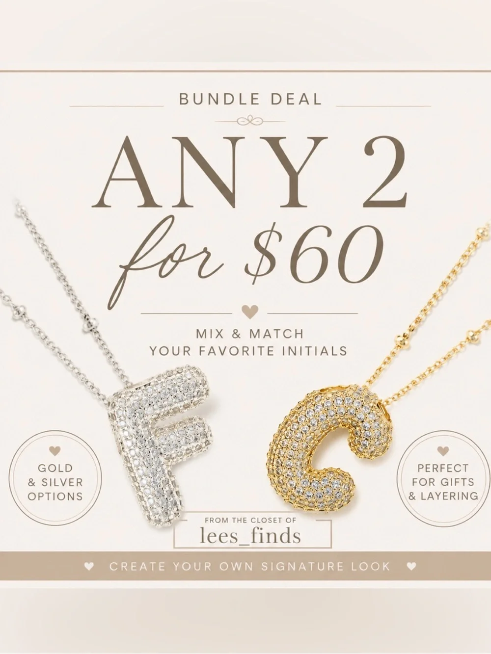 Gold Bubble Initial “E” Pendant Necklace CZ Pave Letter, 18” Chain, NWT